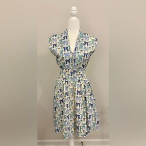 Stylish Blue and White Patterned Dress